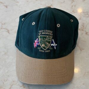 Old Course St Andrews Open 2000 Green and Tan Golf Cap NWOT